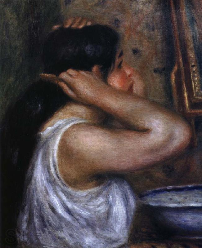 Pierre Auguste Renoir kvinna som kammar sig Spain oil painting art